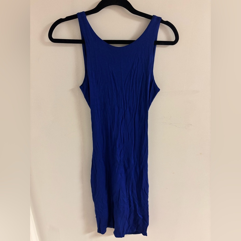 Blue Sleeveless Open Back Dress